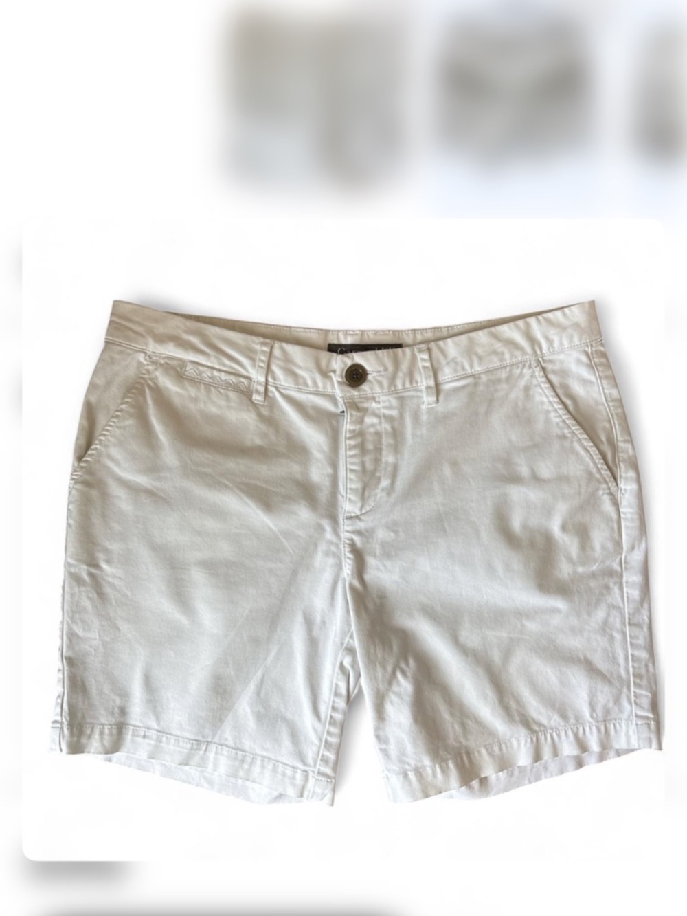 Garnet Hill White Cotton Chino  Shorts